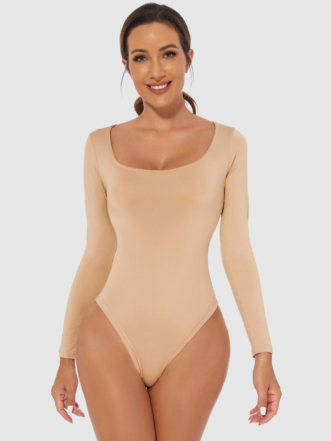 Full Size Scoop Neck Long Sleeve Bodysuit - Luxe4Everyday Bodysuit