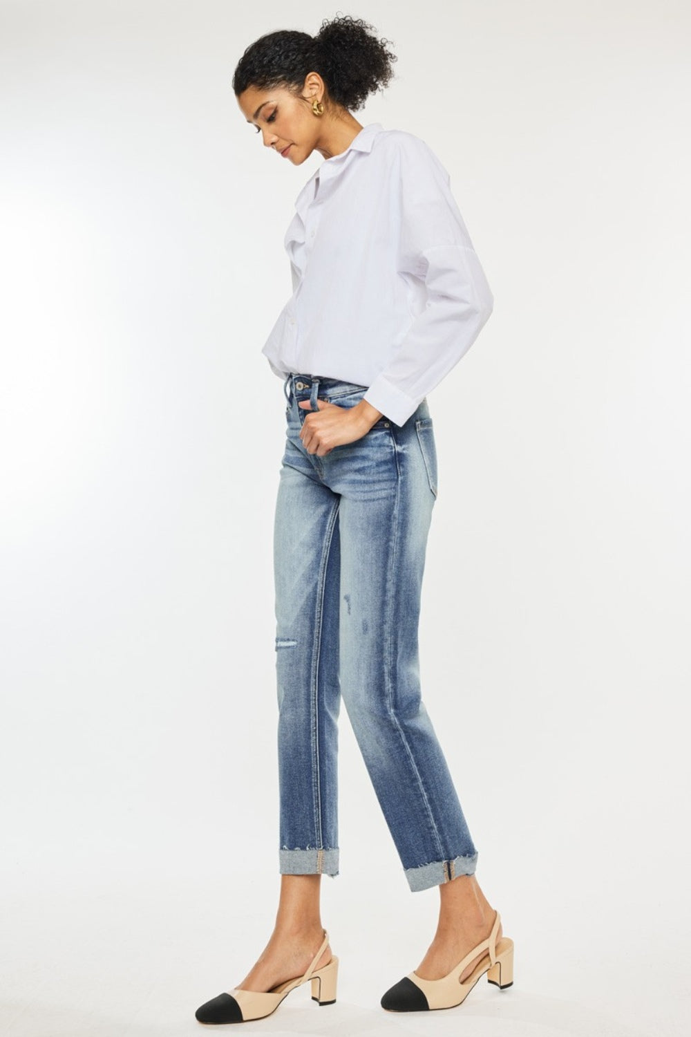 Kancan High Rise Cuffed Straight Jeans - Luxe4Everyday Jeans