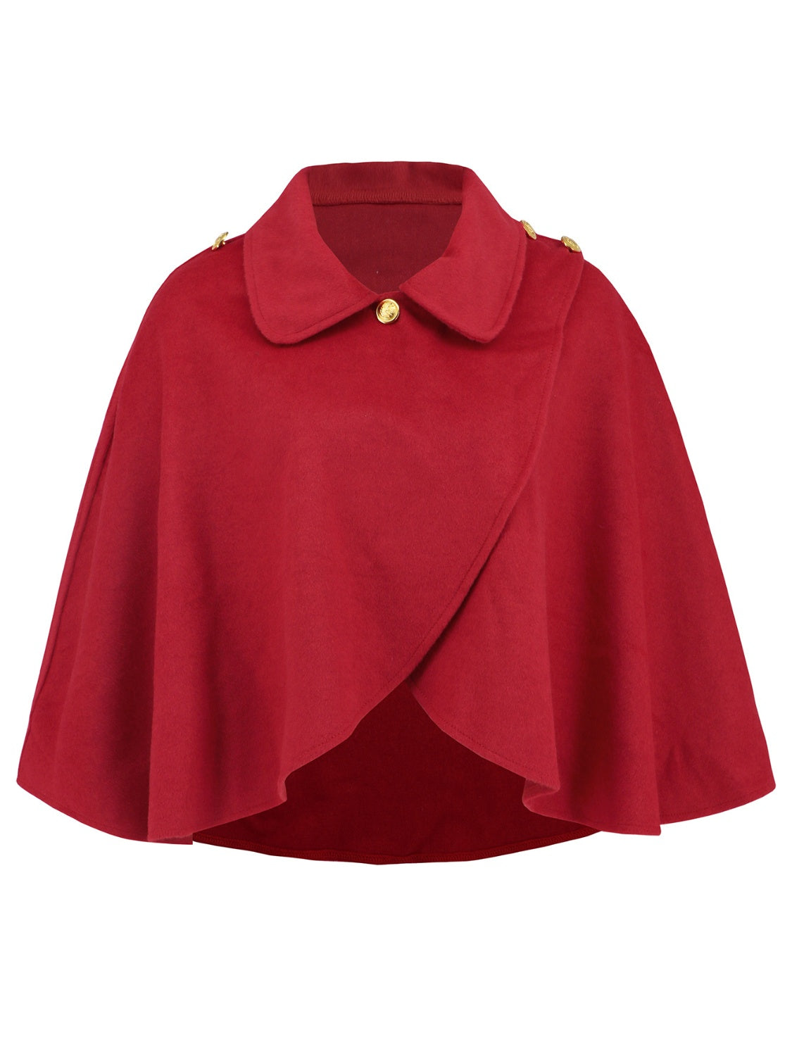 Collared Neck Cropped Cape - Luxe4Everyday Deep Red / One Size Cape