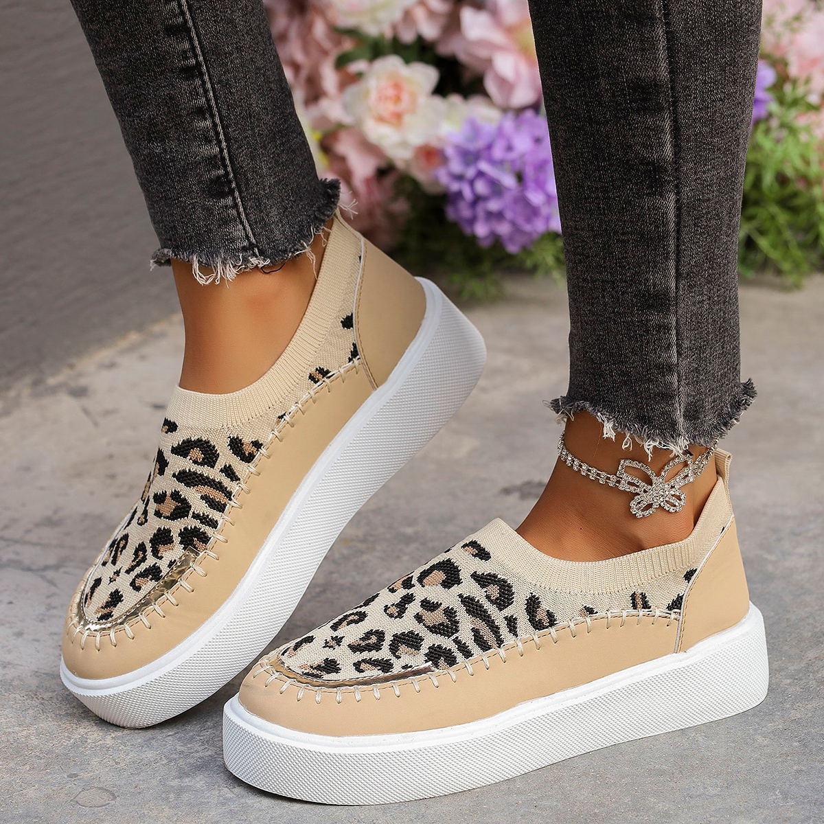 Leopard Round Toe Platform Sneakers - Luxe4Everyday Shoes