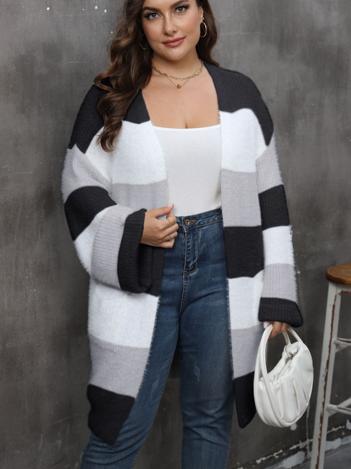 Plus Size Open Front Long Sleeve Cardigan - Luxe4Everyday Black / 0XL Cardigan