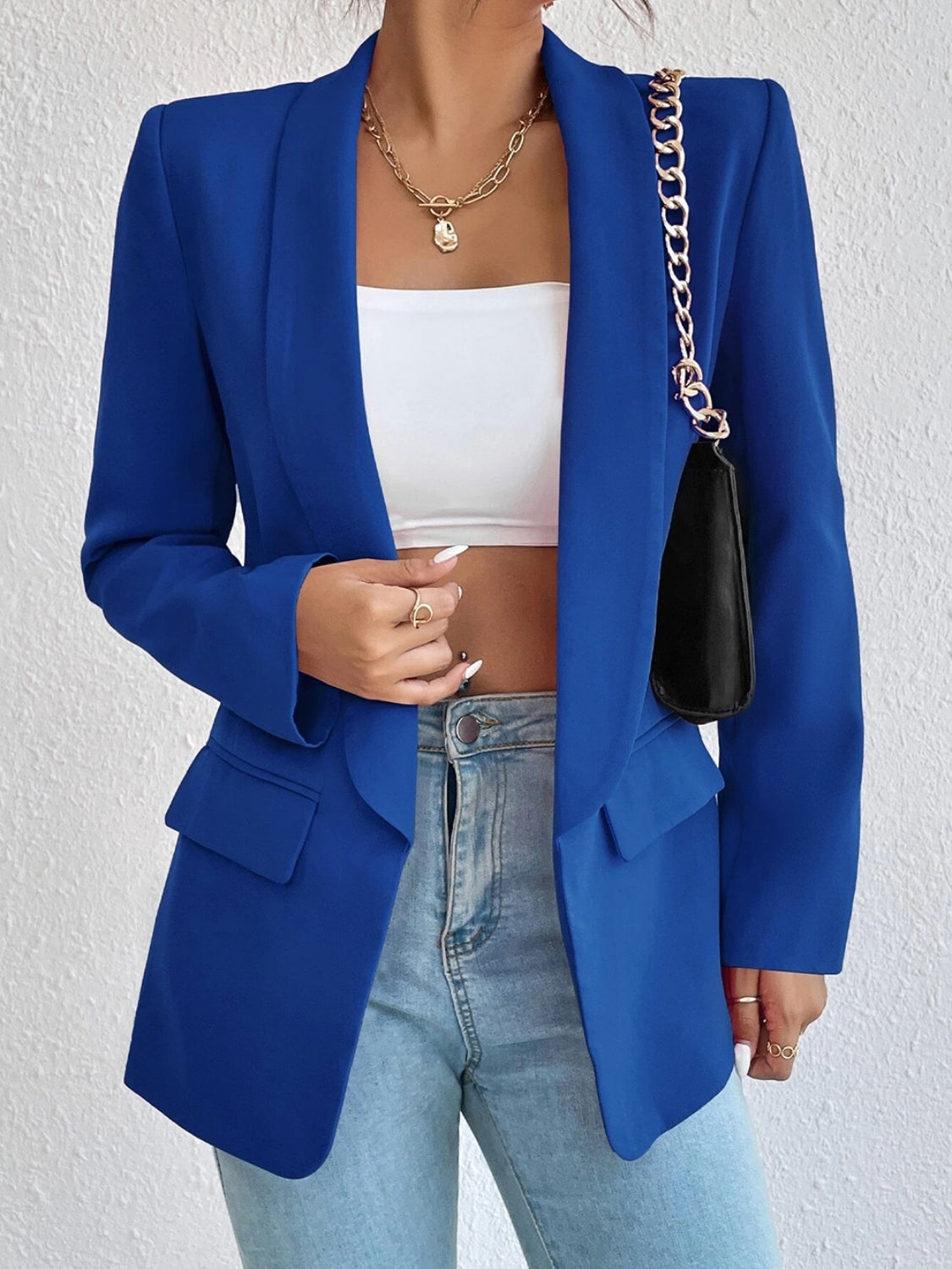 Shawl Collar Long Sleeve Blazer - Luxe4Everyday Blazer