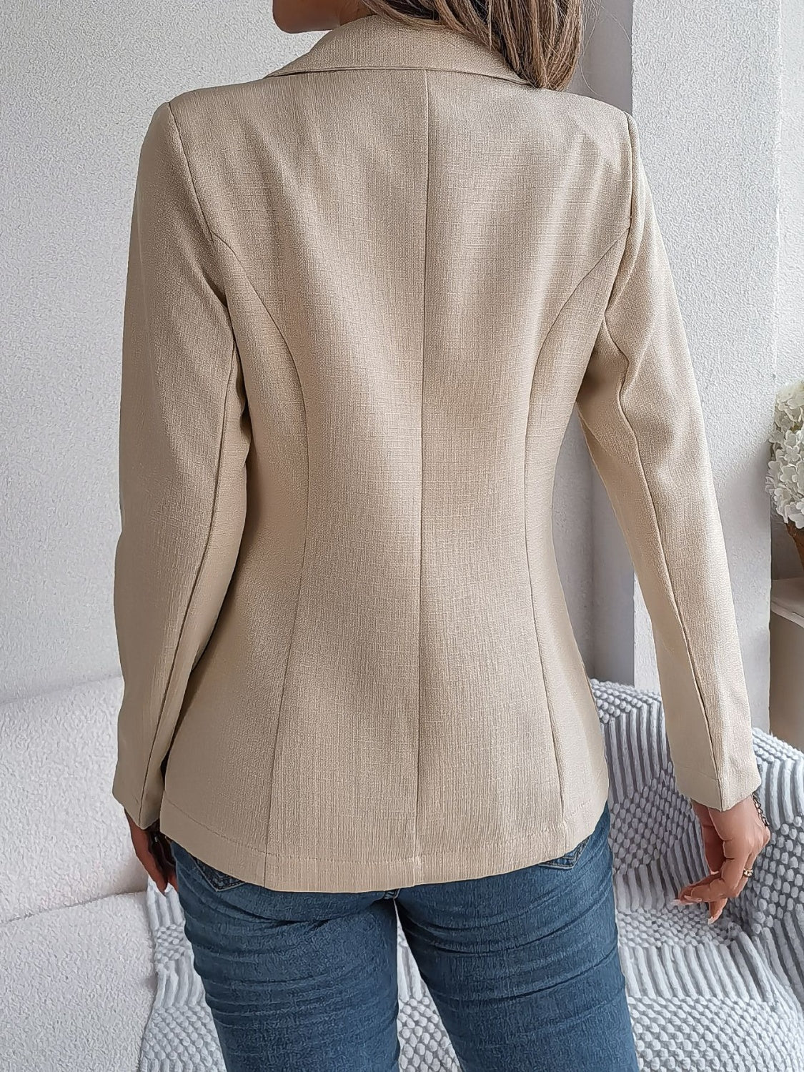 Decorative Pocket Flap Lapel Collar Long Sleeve Blazer - Luxe4Everyday Jacket