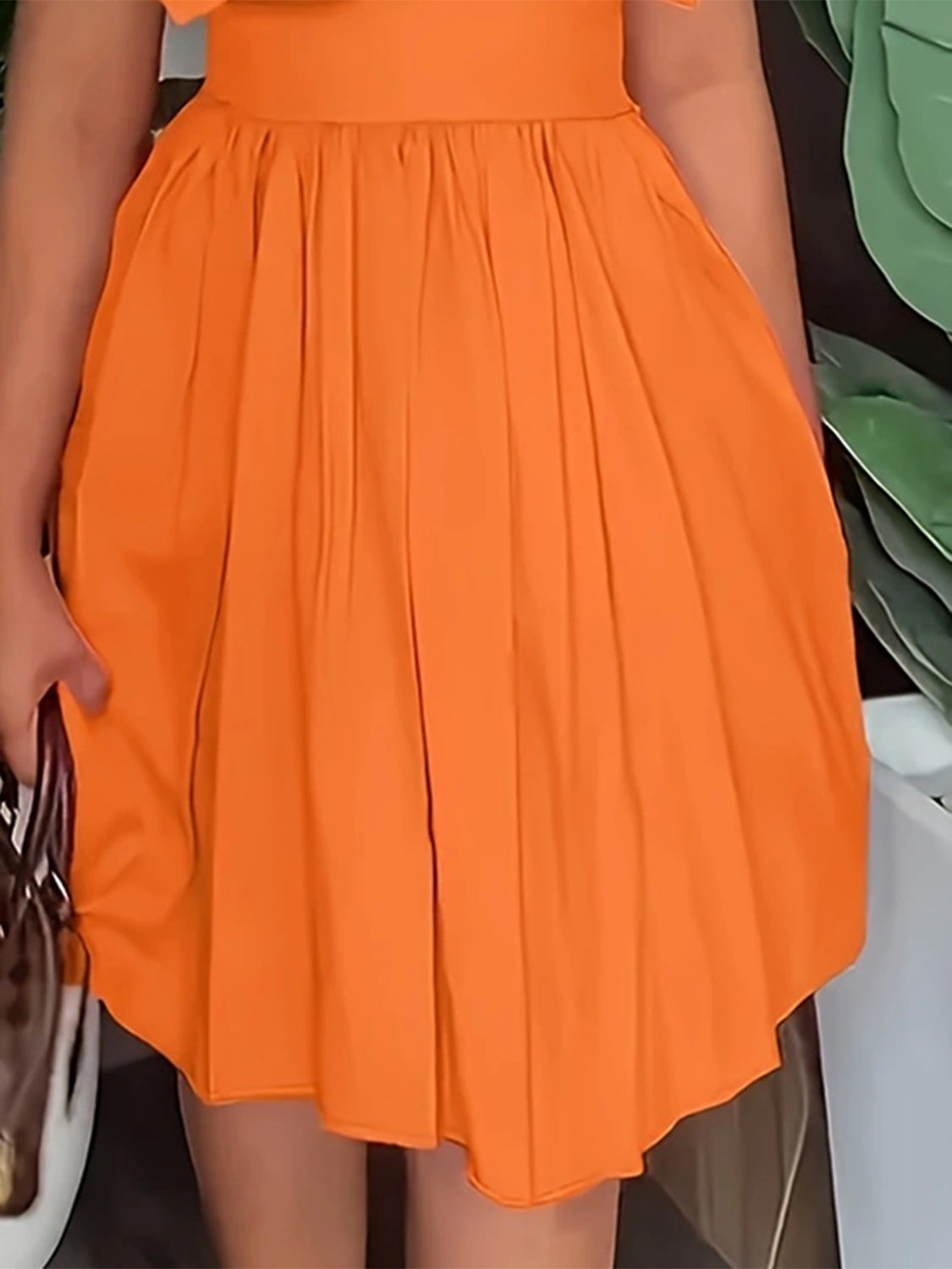 Plus Size Ruffled Collared Neck Cap Sleeve Dress - Luxe4Everyday Orange / 1XL Dress