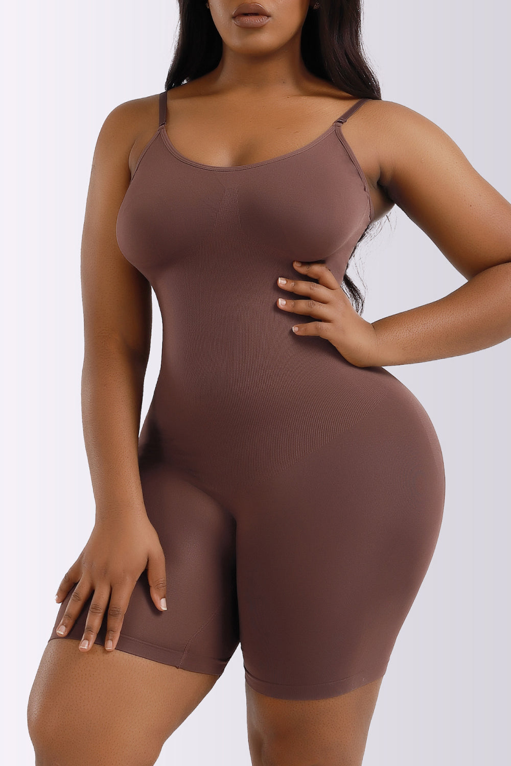 Full Size Spaghetti Strap Shaping Romper - Luxe4Everyday Mocha / S Shapewear