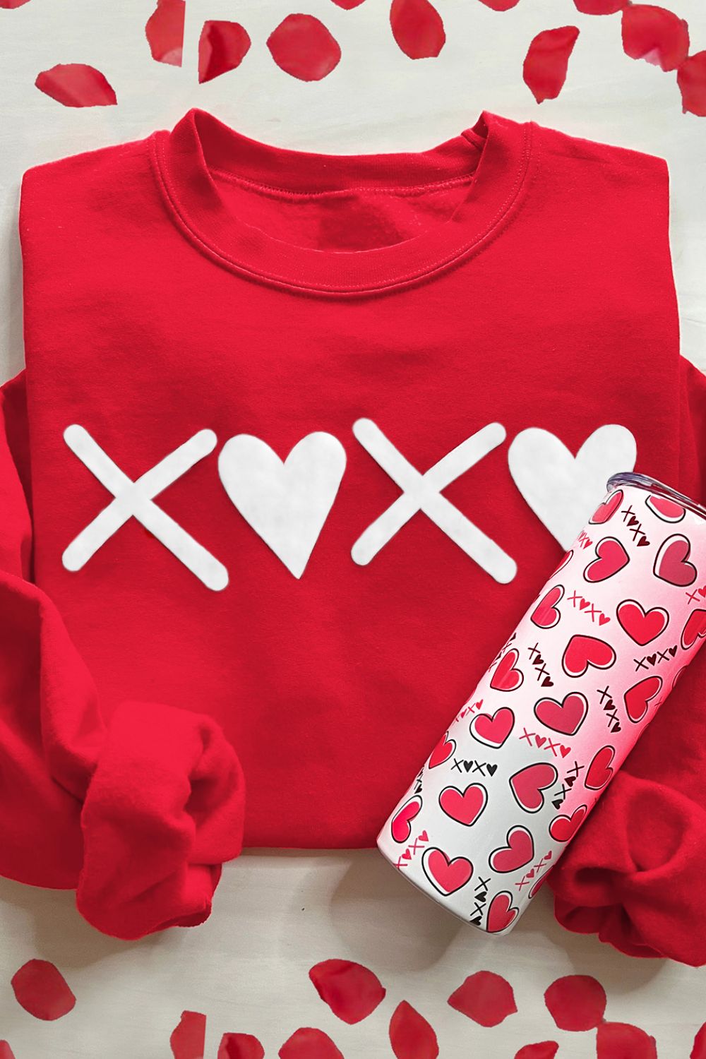 Valentine’s Day XOXO Round Neck Drop Shoulder Sweatshirt - Luxe4Everyday Red / S Sweater