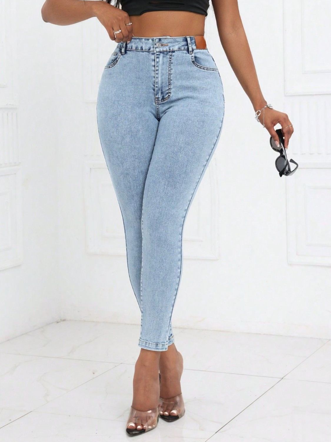 High Waist Skinny Jeans with Pockets - Luxe4Everyday Jeans