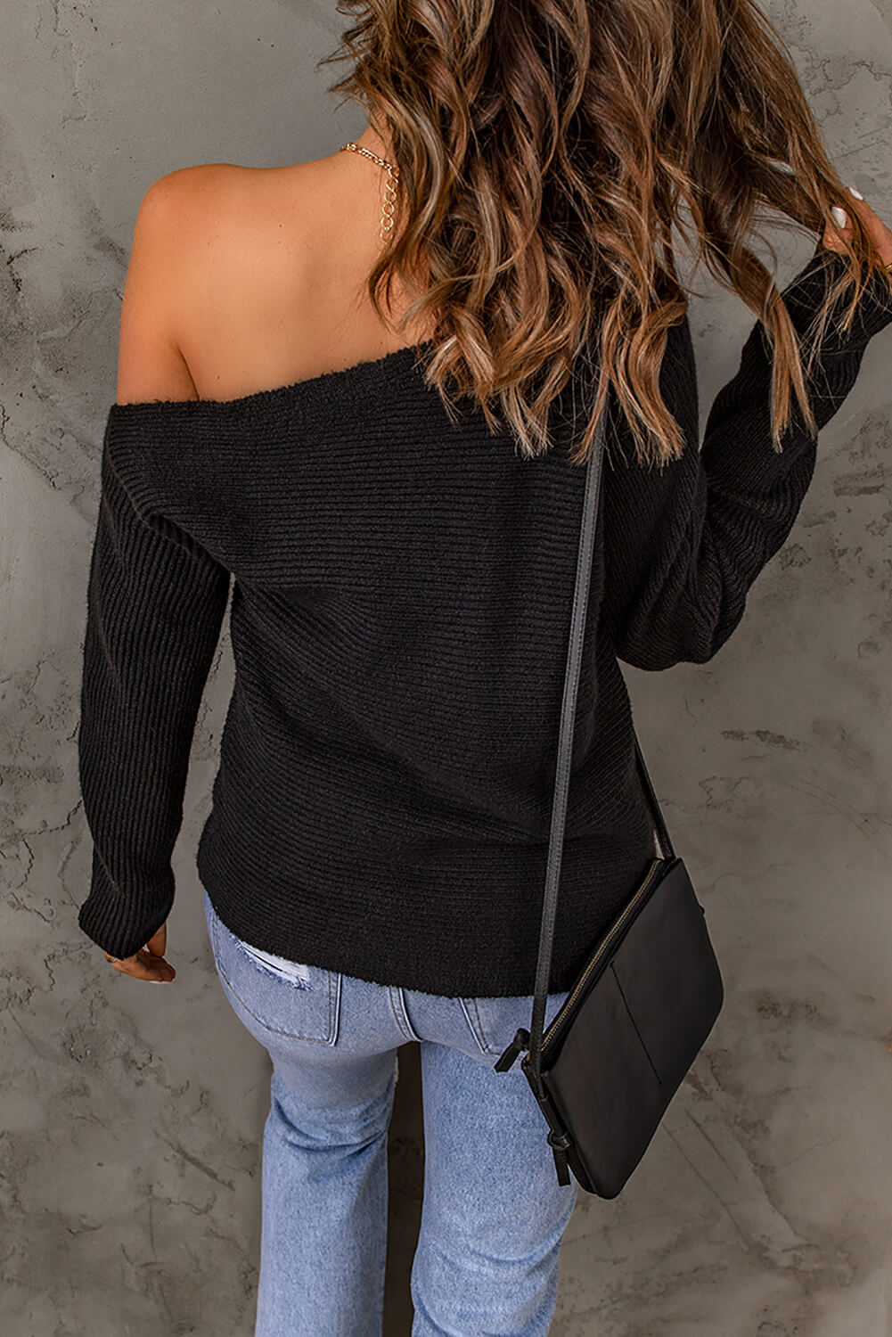 Double Take Horizontal Ribbing One-Shoulder Sweater - Luxe4Everyday Sweater