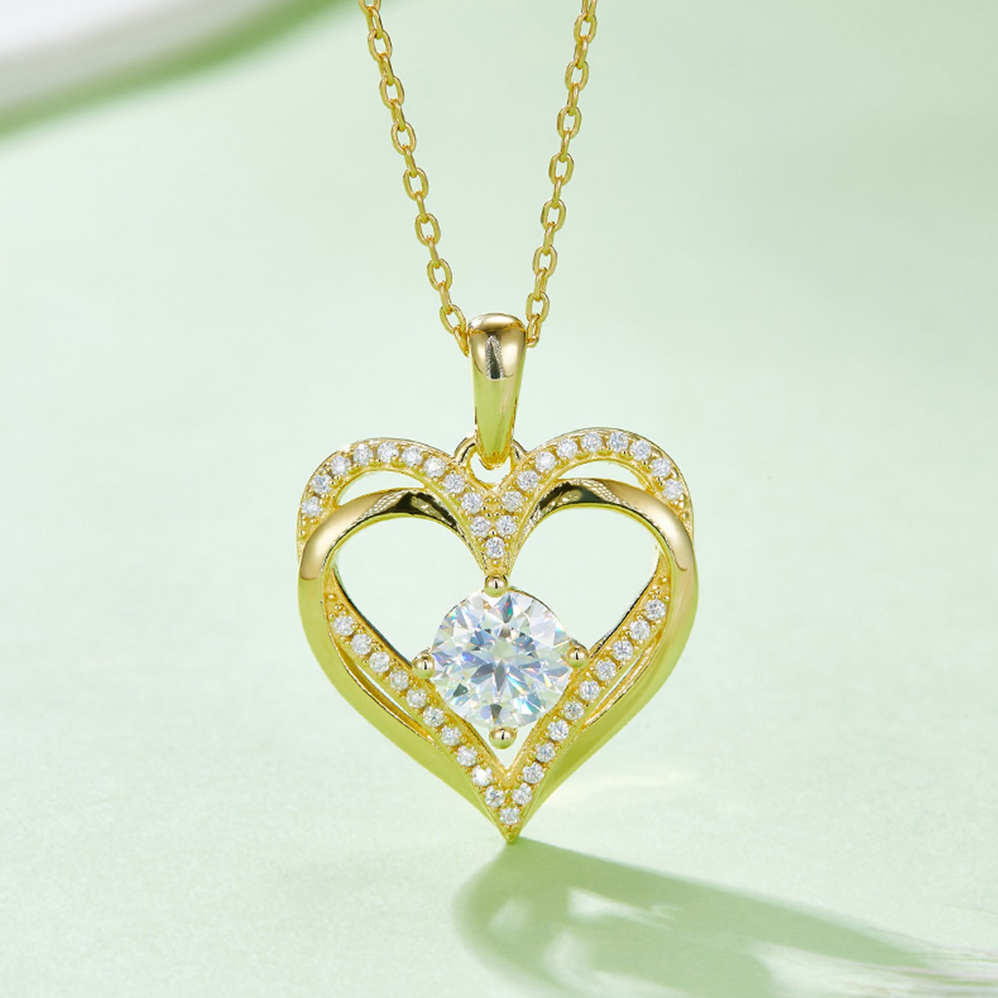 1.2 Carat Moissanite 925 Sterling Silver Heart Necklace - Luxe4Everyday Gold / One Size Necklace