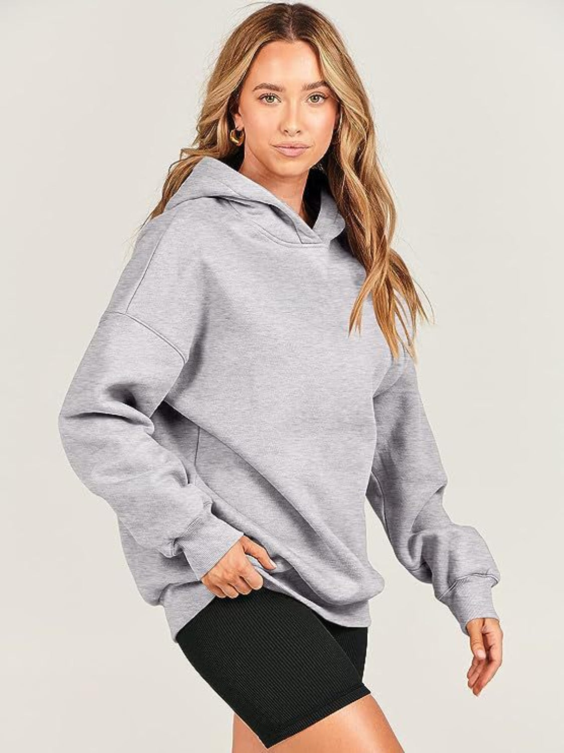 Dropped Shoulder Long Sleeve Hoodie - Luxe4Everyday Hoodie