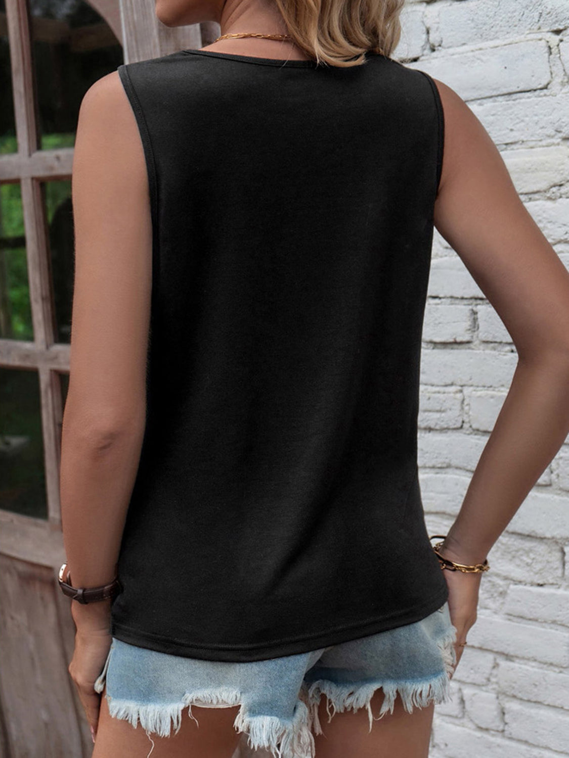 Cutout Twisted Round Neck Tank - Luxe4Everyday Shirt