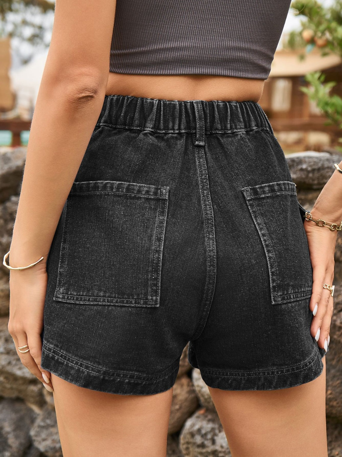 High Waist Denim Shorts with Pockets - Luxe4Everyday Shorts