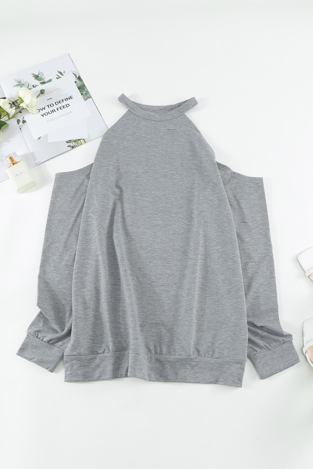 Cold Shoulder Long Sleeve Sweatshirt - Luxe4Everyday Sweater