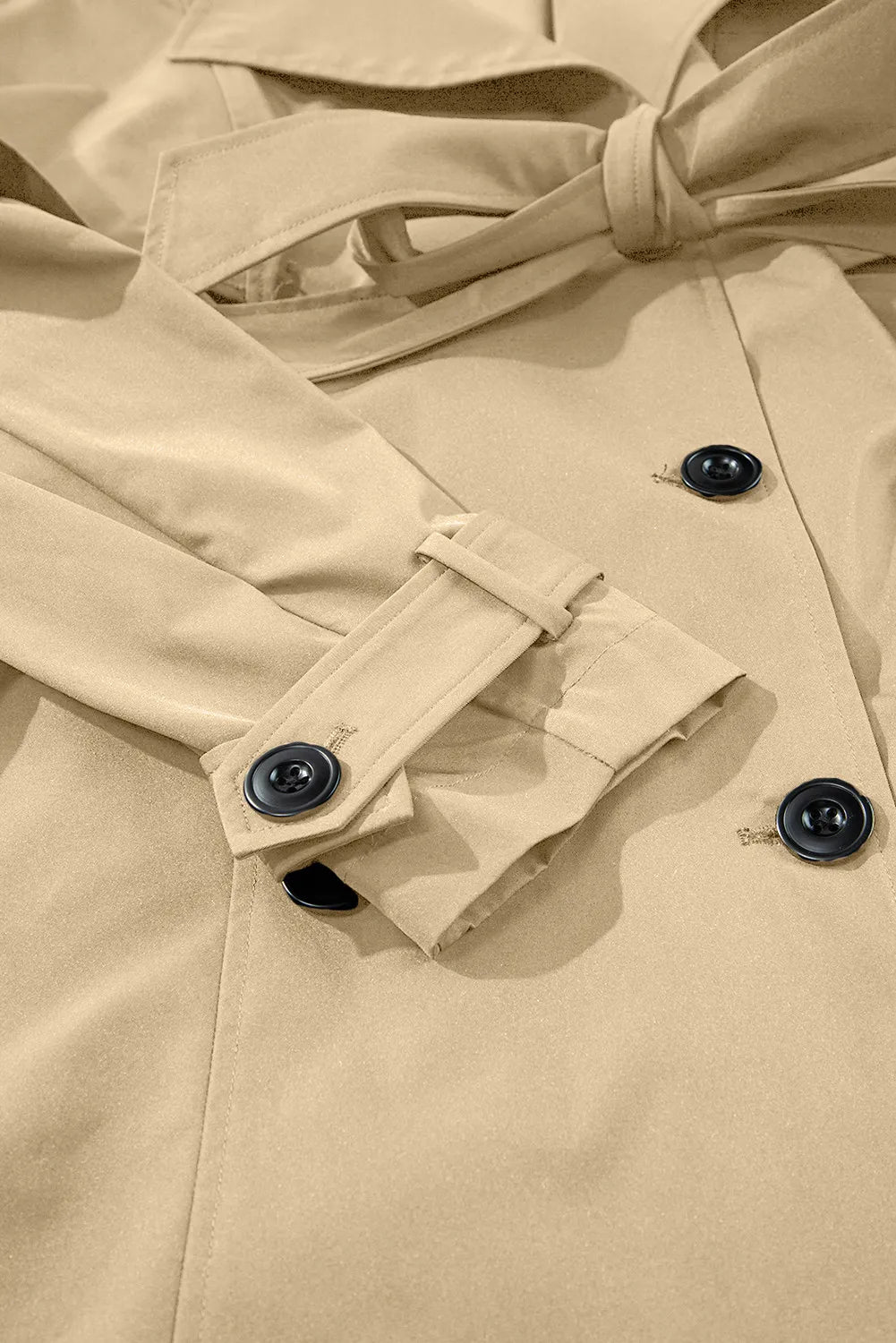 Collared Neck Tie Waist Buttoned Long Sleeve Trench Coat - Luxe4Everyday Dust Storm / S Coat