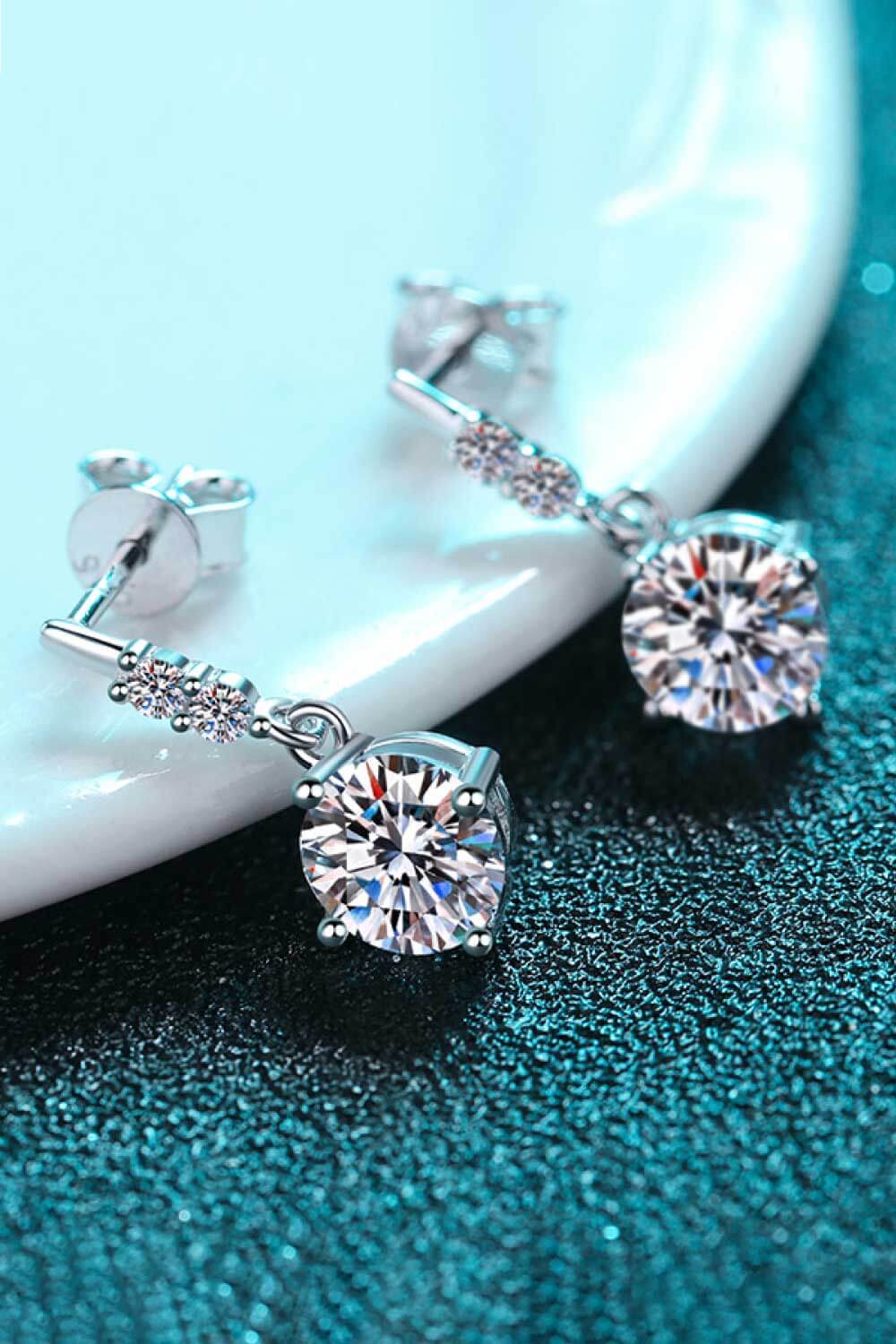 Moissanite Drop Earrings - Luxe4Everyday Silver / One Size Earrings