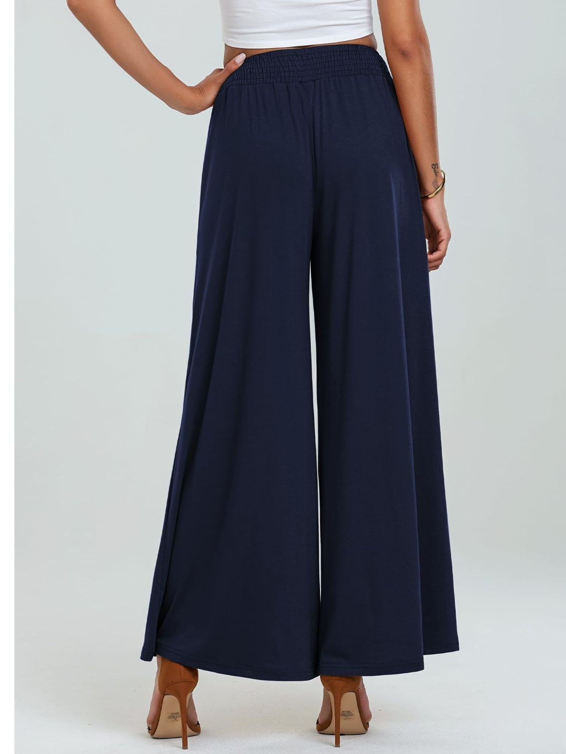 Pocketed Elastic Waist Wide Leg Pants - Luxe4Everyday Pants