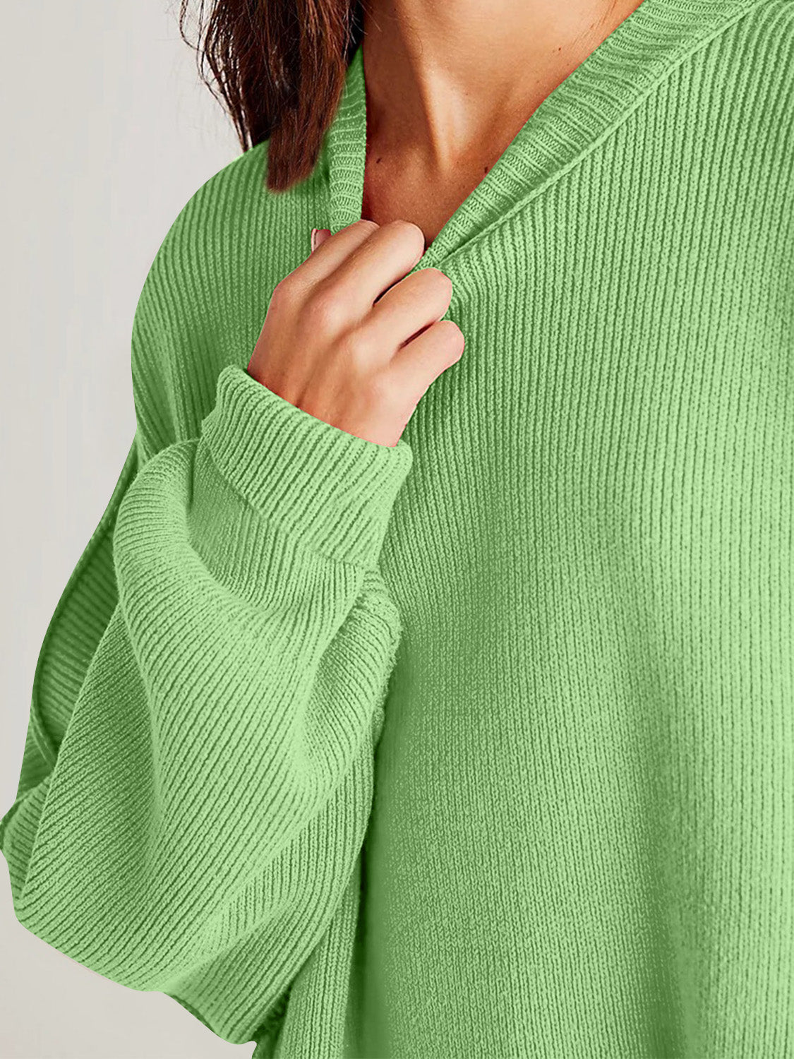 Double Take Side Slit Round Neck Long Sleeve Sweater - Luxe4Everyday Sweater