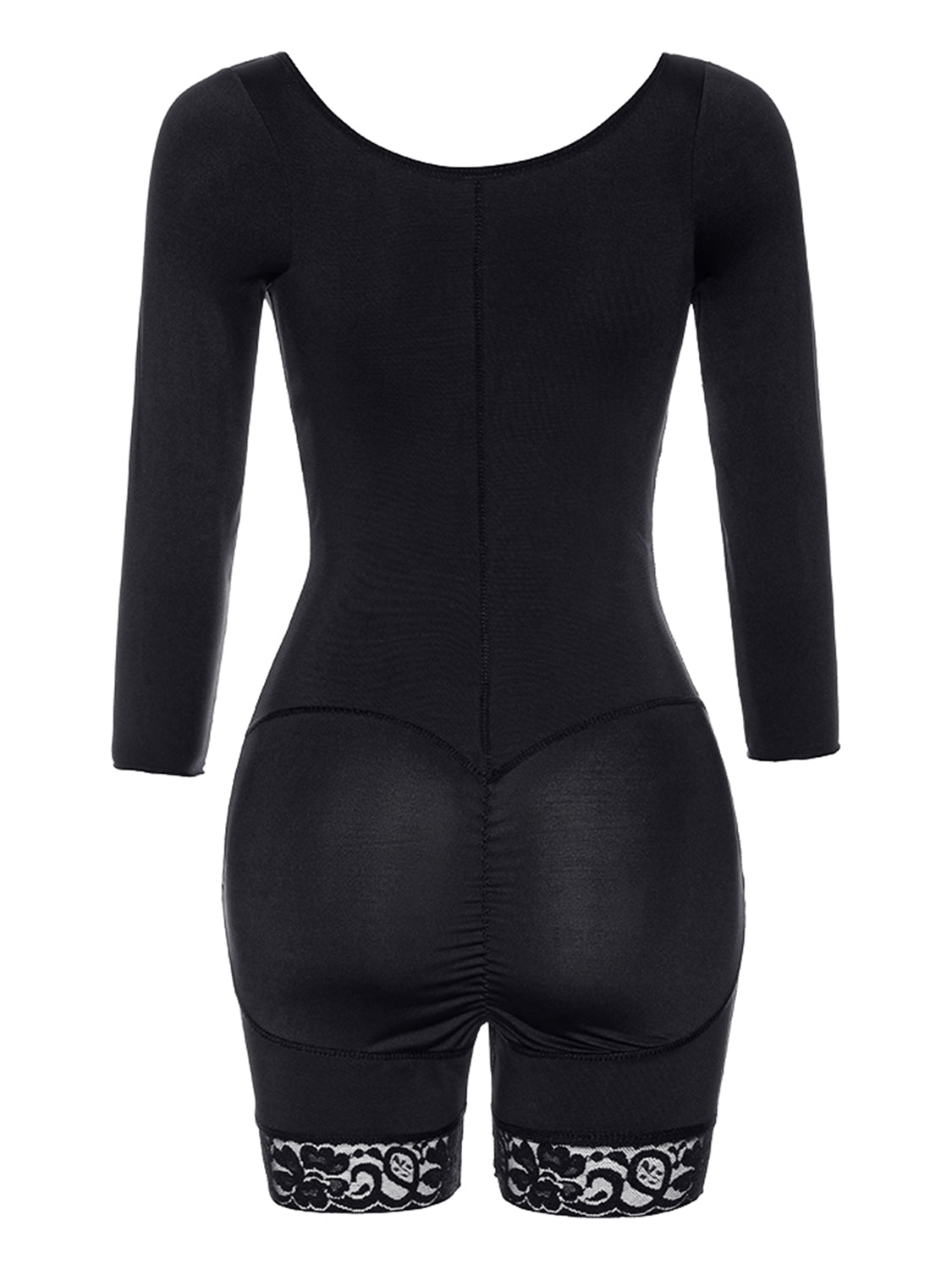 Full Size Zip Up Lace Detail Long Sleeve Shapewear - Luxe4Everyday Shapewear