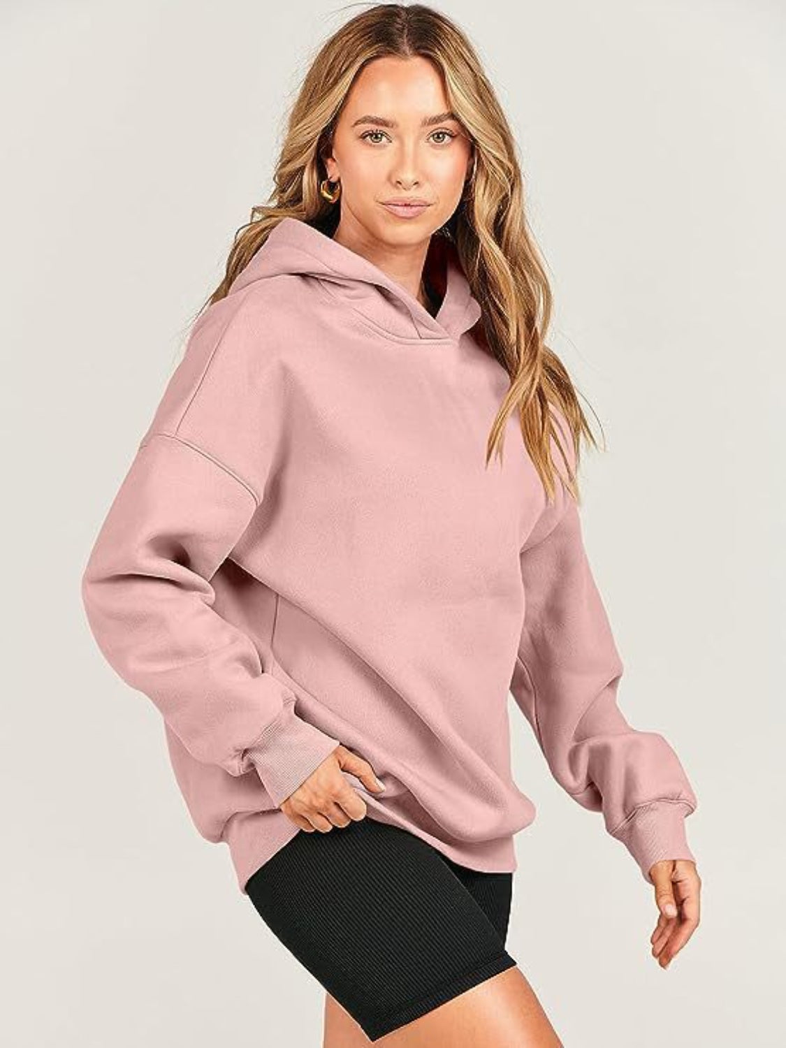 Dropped Shoulder Long Sleeve Hoodie - Luxe4Everyday Hoodie