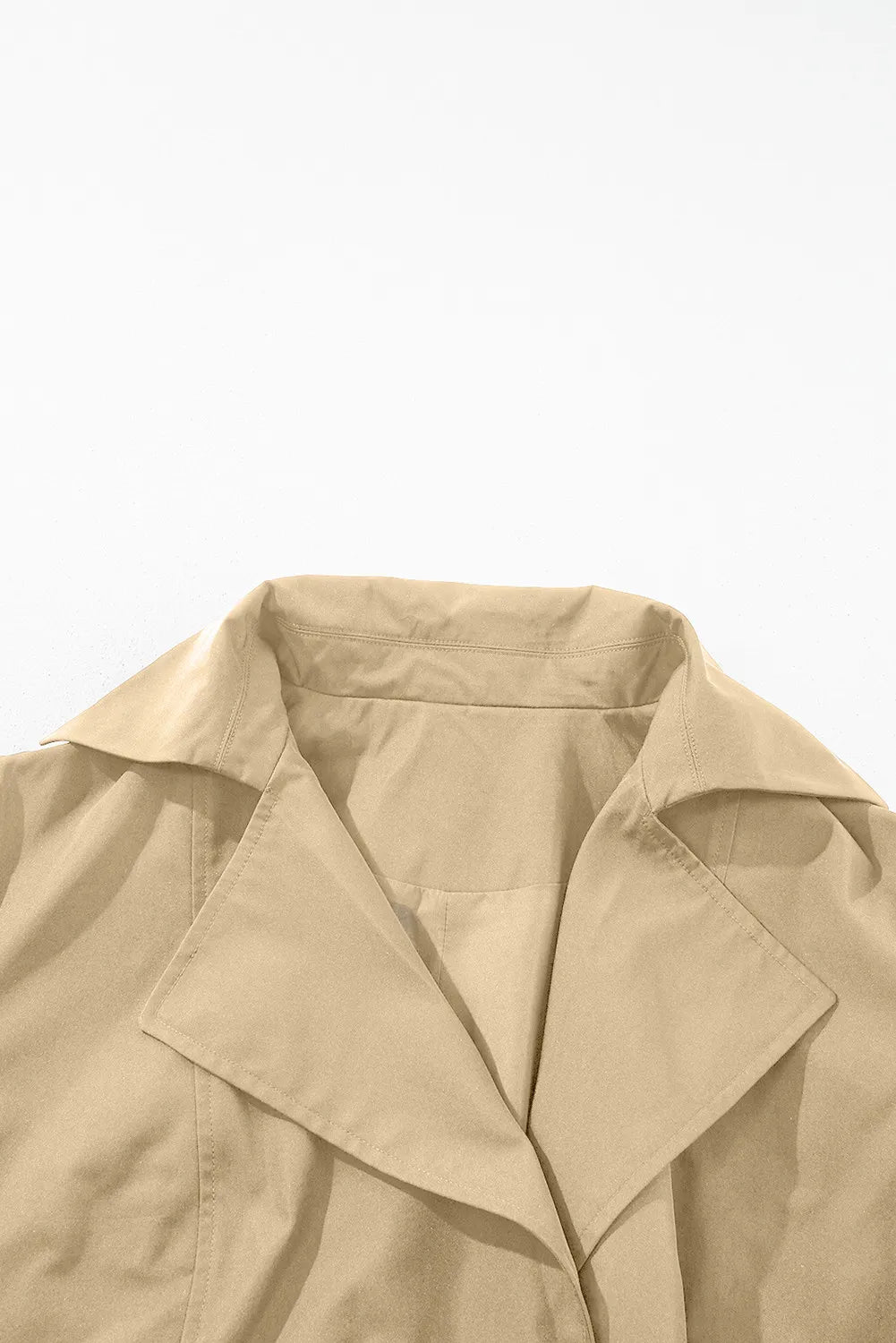 Collared Neck Tie Waist Buttoned Long Sleeve Trench Coat - Luxe4Everyday Dust Storm / S Coat