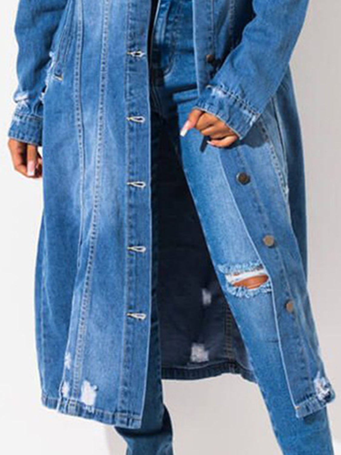 Long Sleeve Raw Hem Denim Jacket - Luxe4Everyday Light / S Jacket