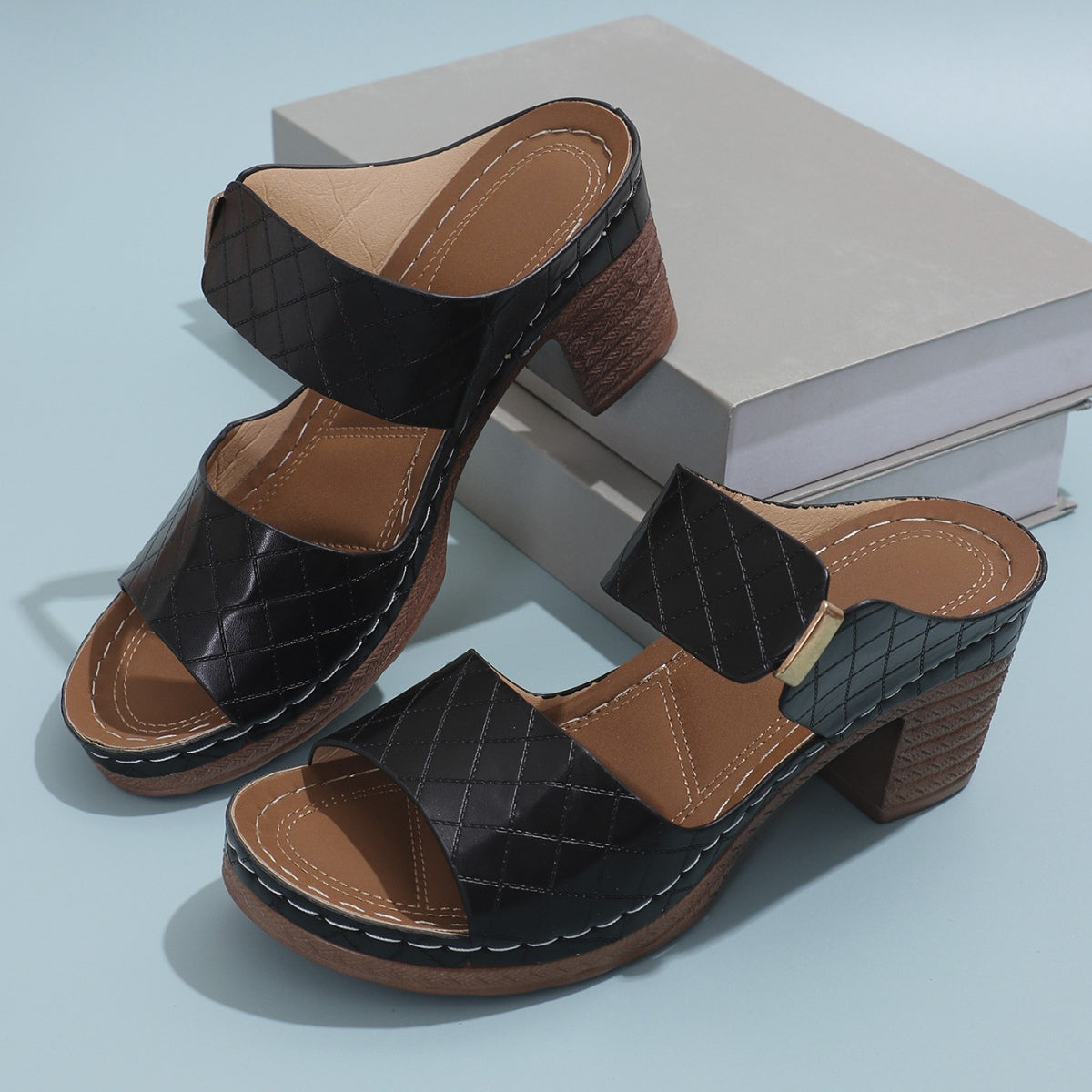 PU Leather Block Heel Sandals - Luxe4Everyday Shoes