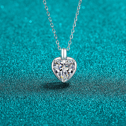 2 Carat Moissanite 925 Sterling Silver Heart Shape Necklace - Luxe4Everyday Silver / One Size Necklace