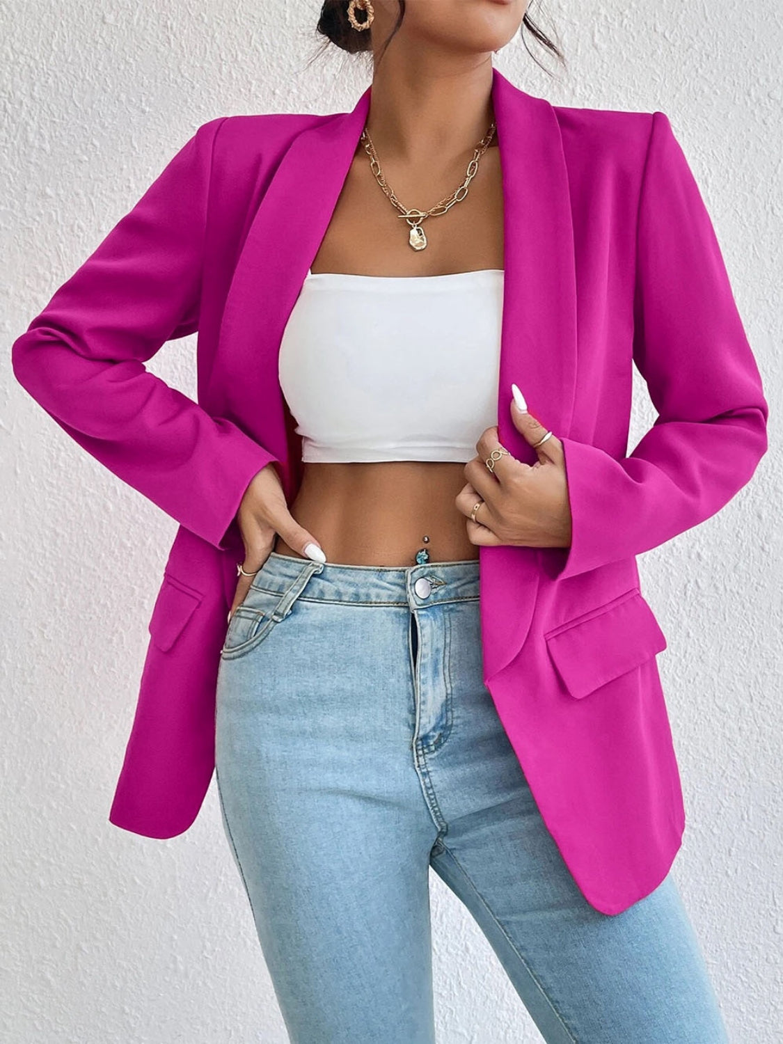 Shawl Collar Long Sleeve Blazer - Luxe4Everyday Blazer