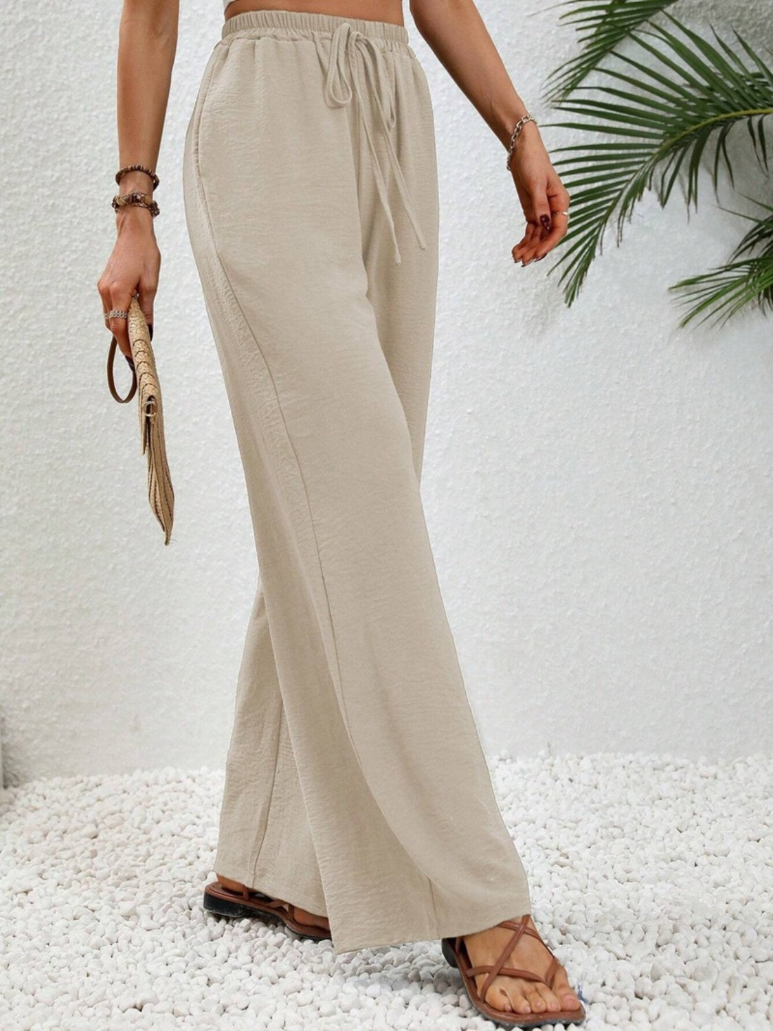 Wide Leg Drawstring Pants - Luxe4Everyday Caramel / S Pants