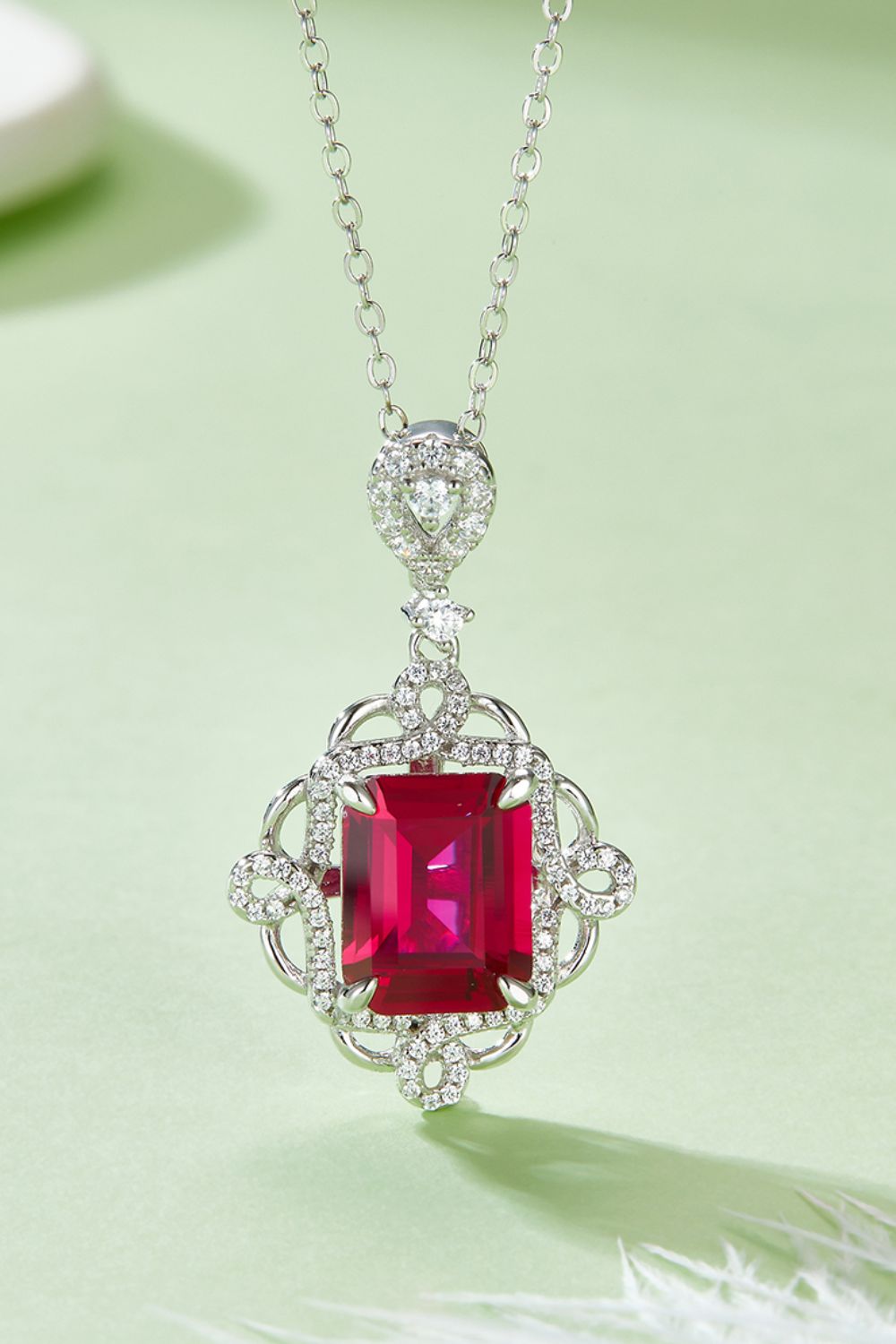 925 Sterling Silver Ruby Pendant Necklace - Luxe4Everyday Necklace