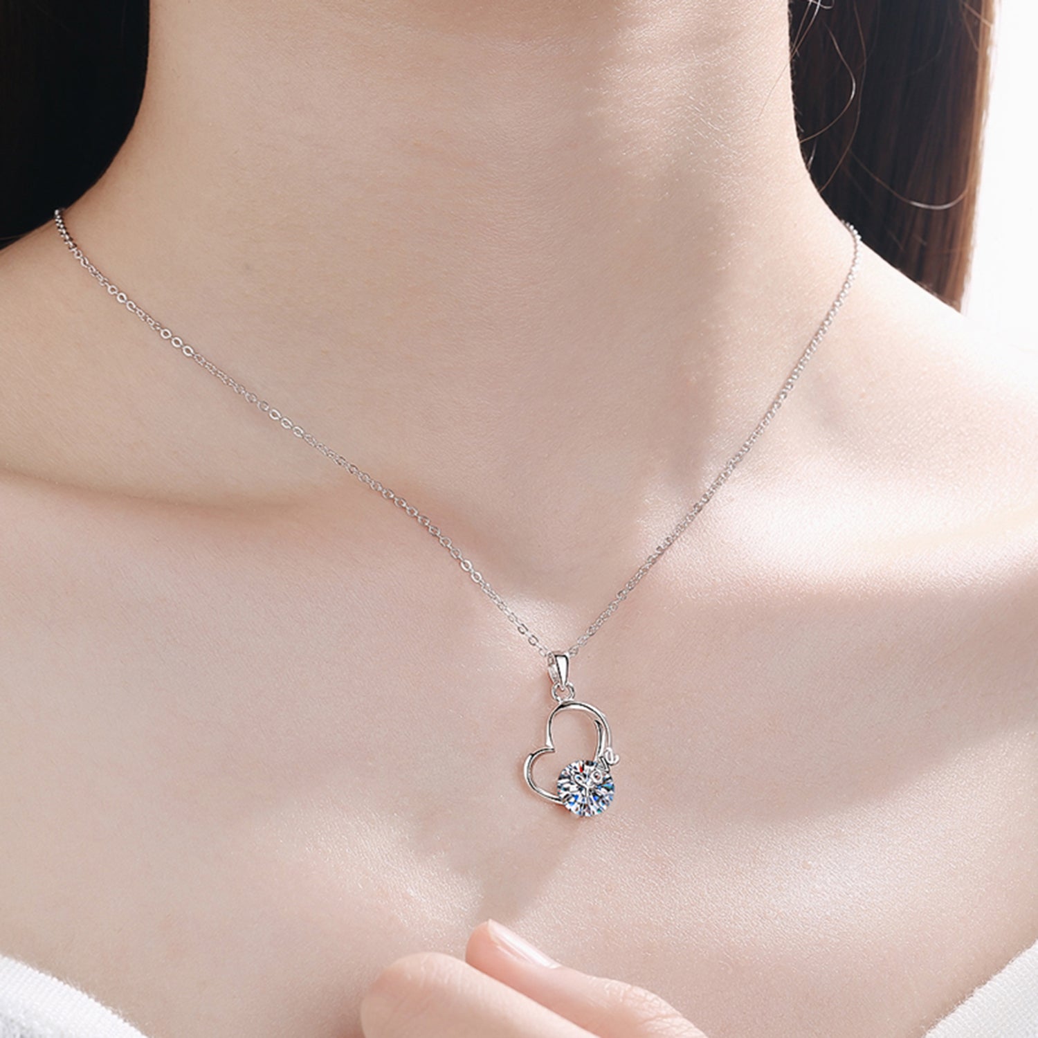 2 Carat Moissanite Heart 925 Sterling Silver Necklace - Luxe4Everyday Necklace