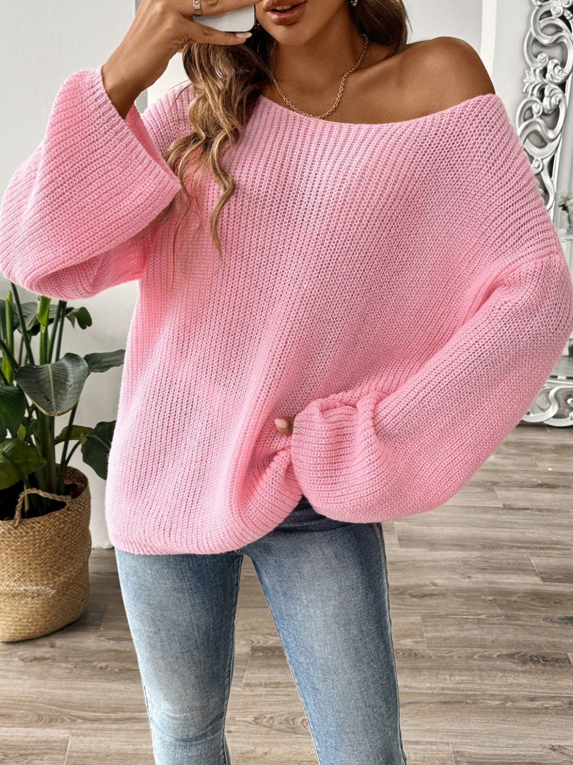 Round Neck Long Sleeve Sweater - Luxe4Everyday Sweater