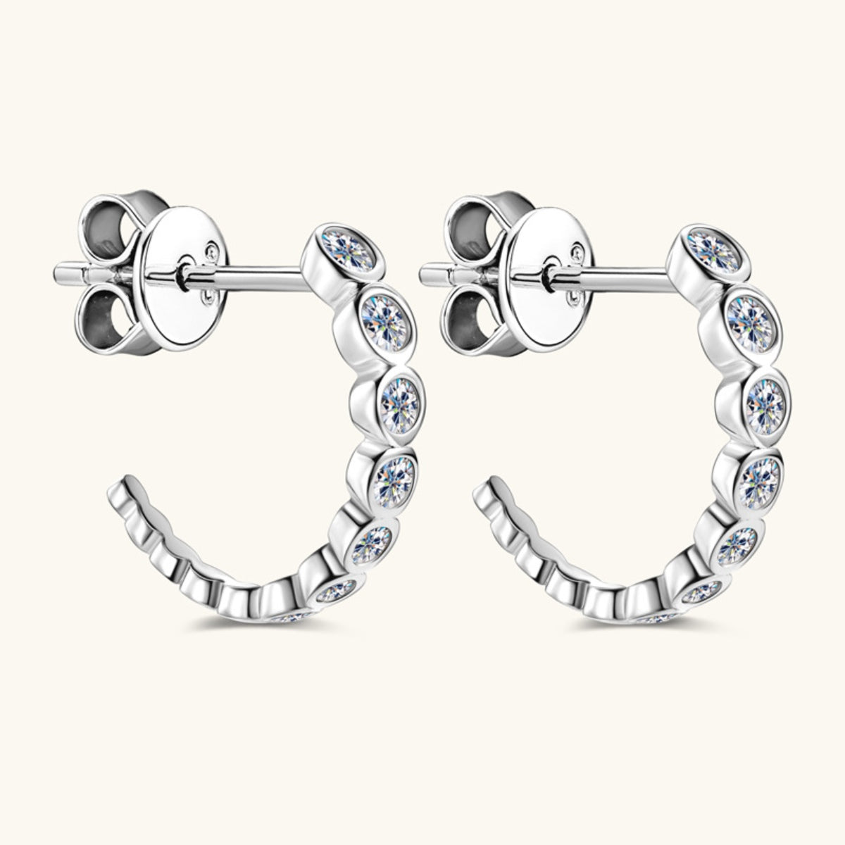 Inlaid Moissanite 925 Sterling Silver C-Hoop Earrings - Luxe4Everyday Earrings