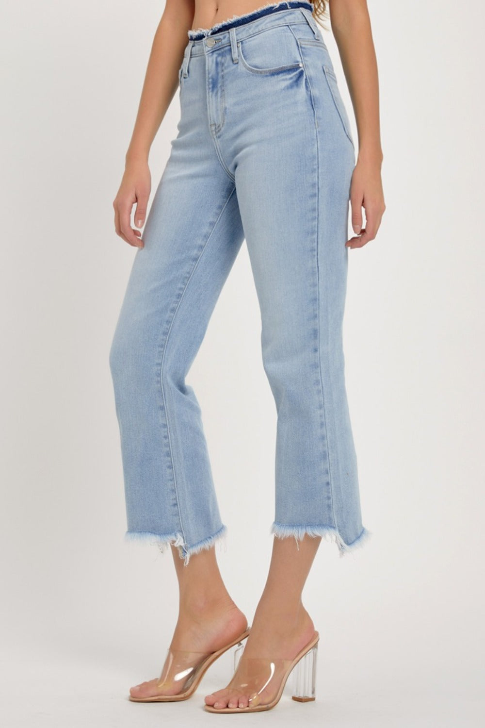 RISEN Full Size High Rise Raw Edge Crop Jeans - Luxe4Everyday Jeans