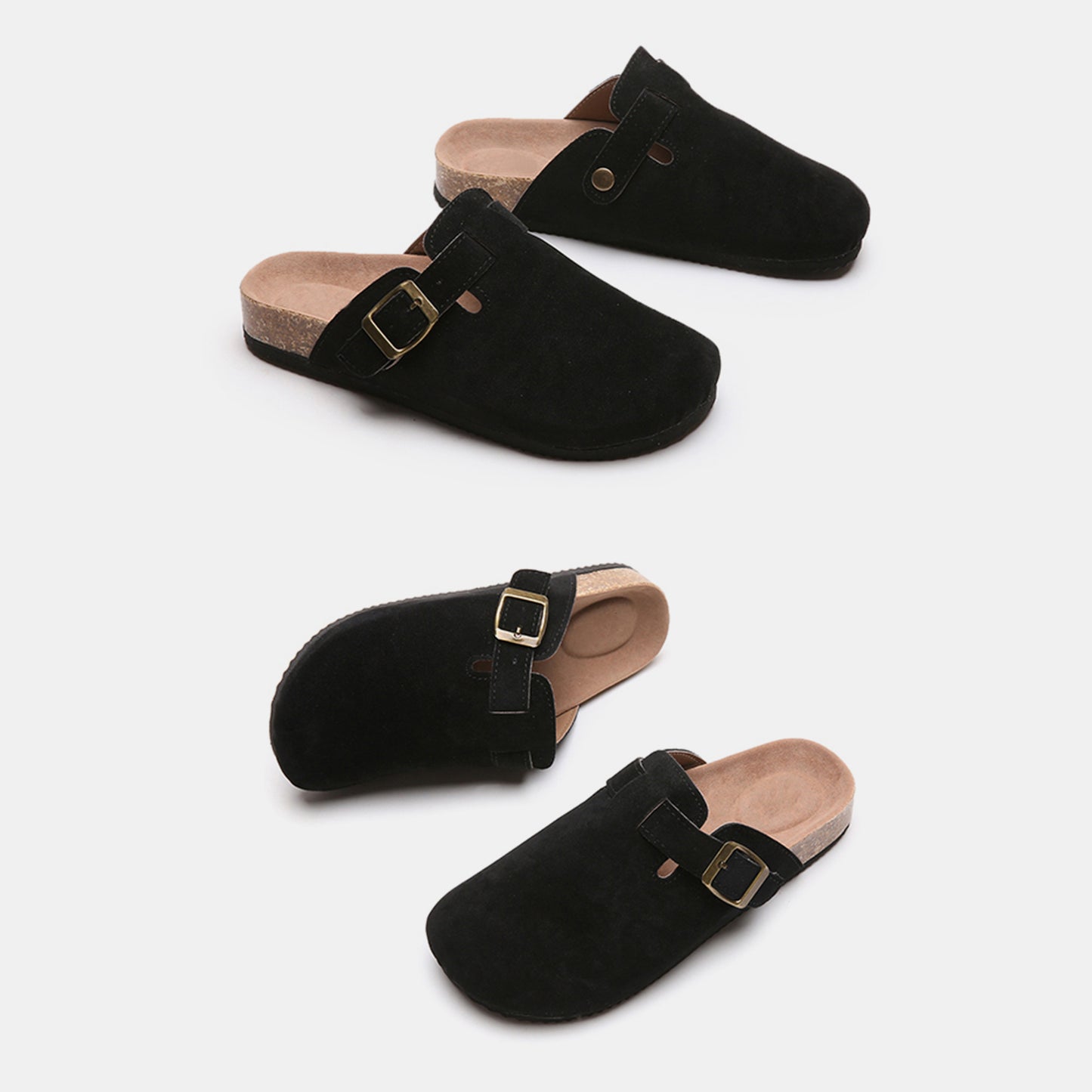 Suede Closed Toe Buckle Slide - Luxe4Everyday Black / 6 Shoes