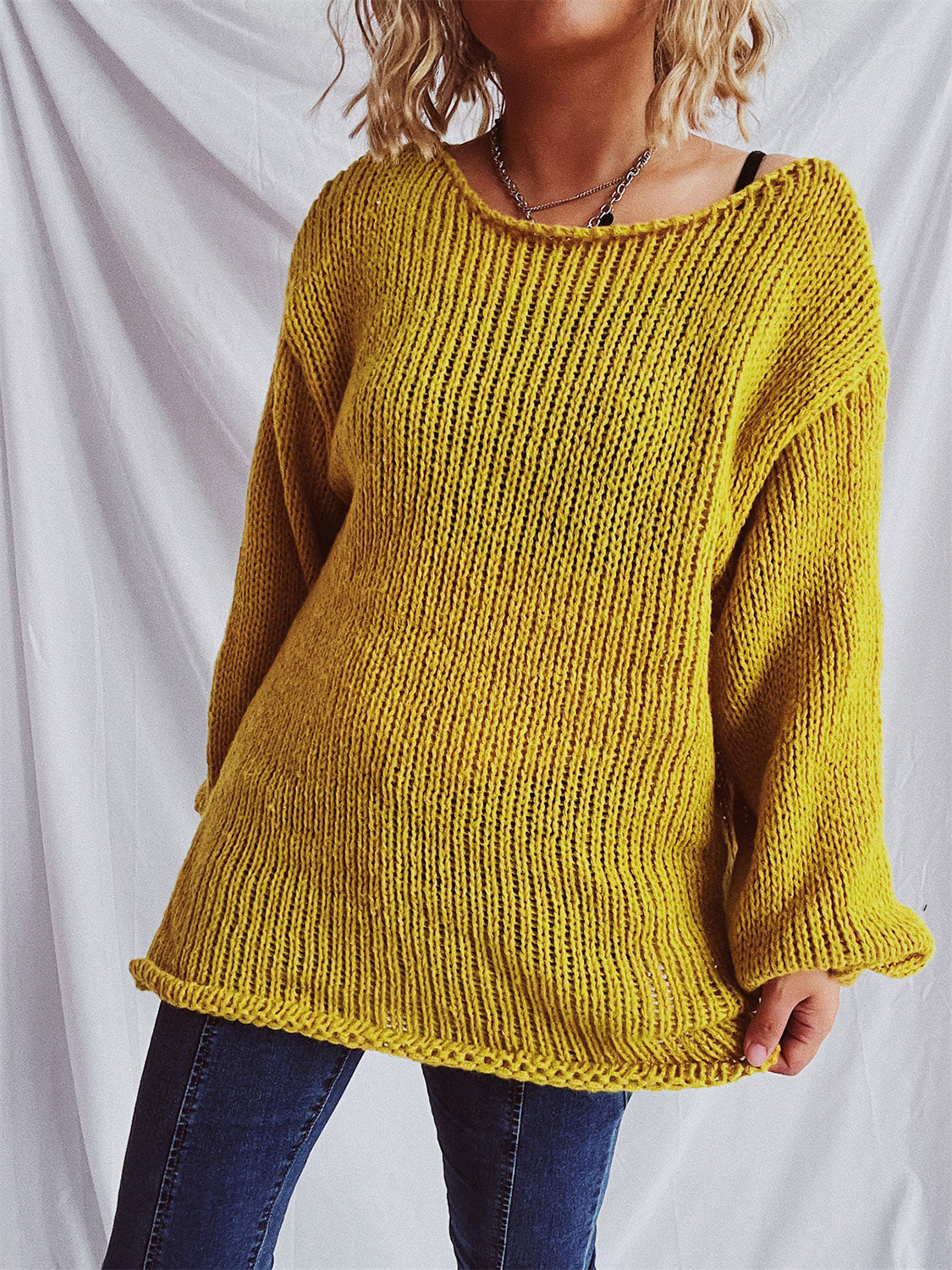 Boat Neck Dropped Shoulder Sweater - Luxe4Everyday Sweater