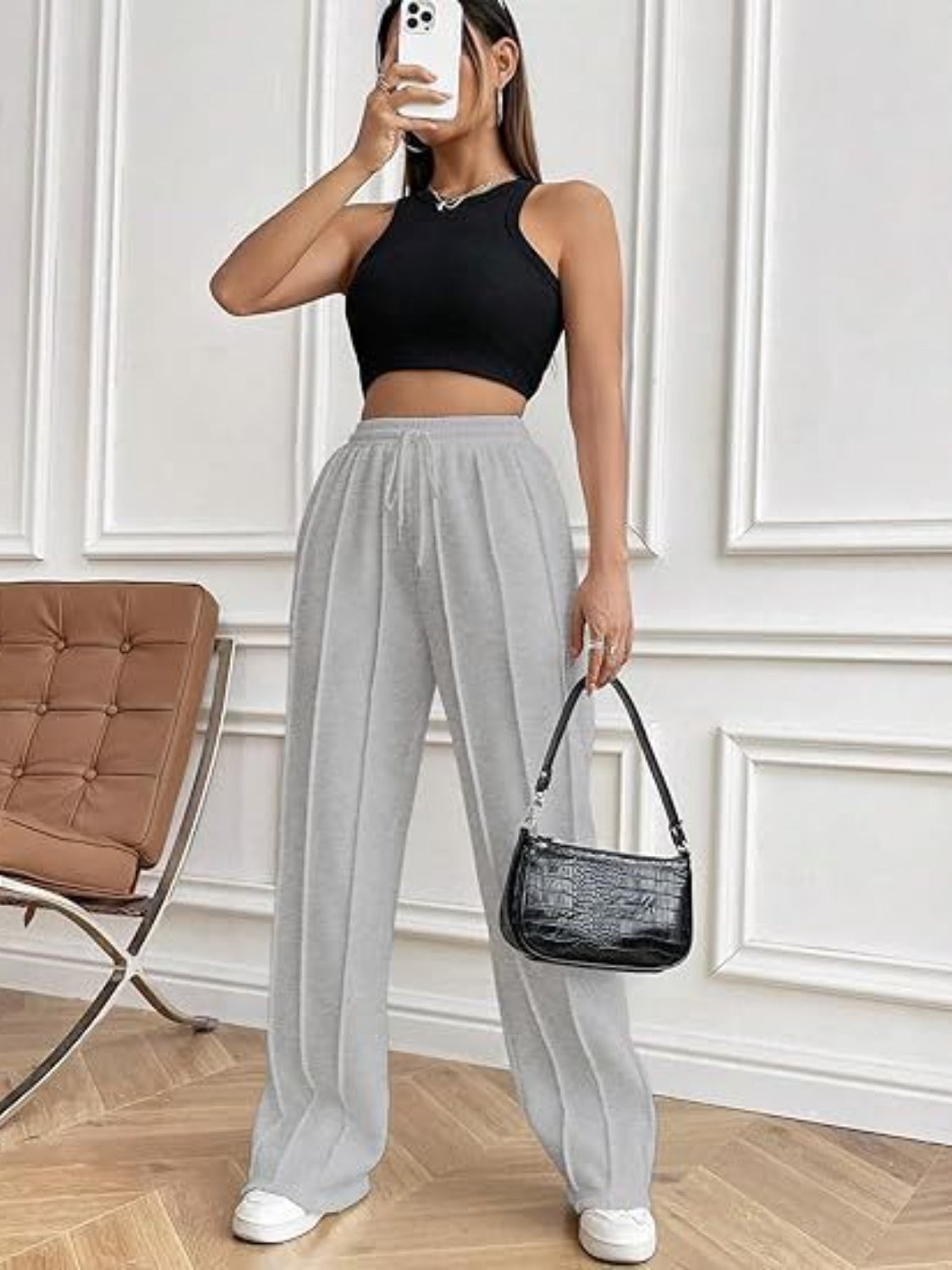 Drawstring Wide Leg Pants with Pockets - Luxe4Everyday Pants