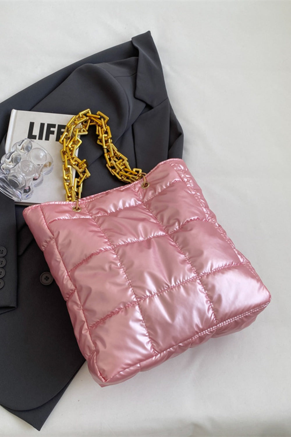 Bubble Texture Chain Handbag - Luxe4Everyday Pink / One Size Bags