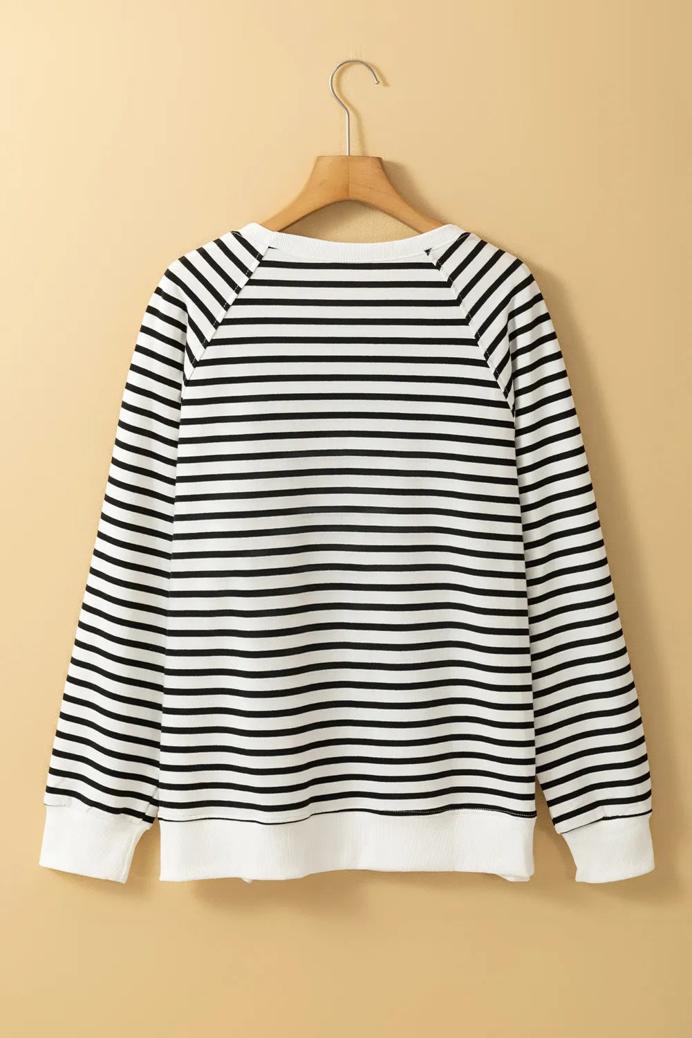 Slit Striped Round Neck Long Sleeve Sweatshirt - Luxe4Everyday Stripe / S Sweater