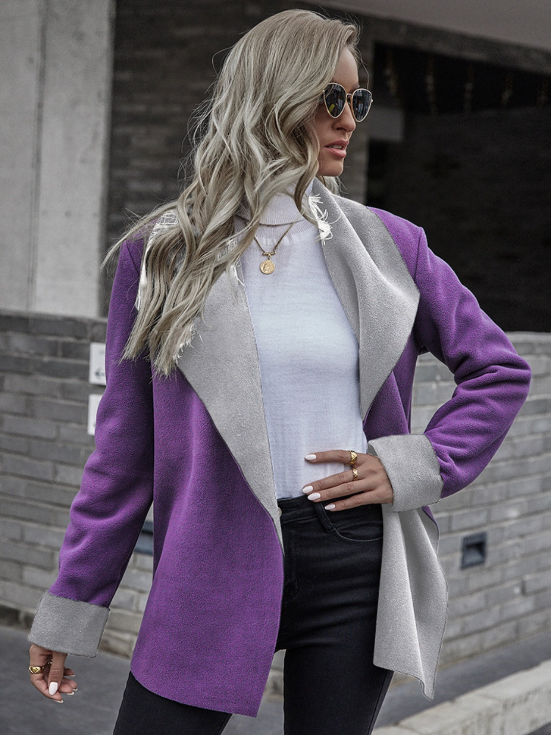 Open Front Long Sleeve Jacket - Luxe4Everyday Coat