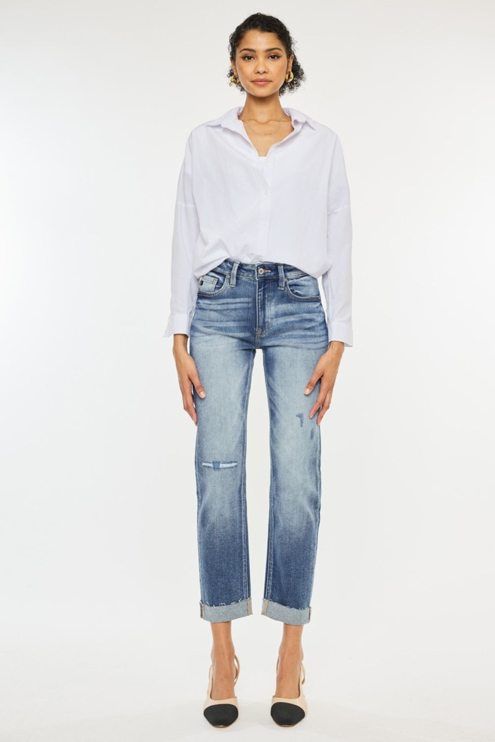 Kancan High Rise Cuffed Straight Jeans - Luxe4Everyday Jeans