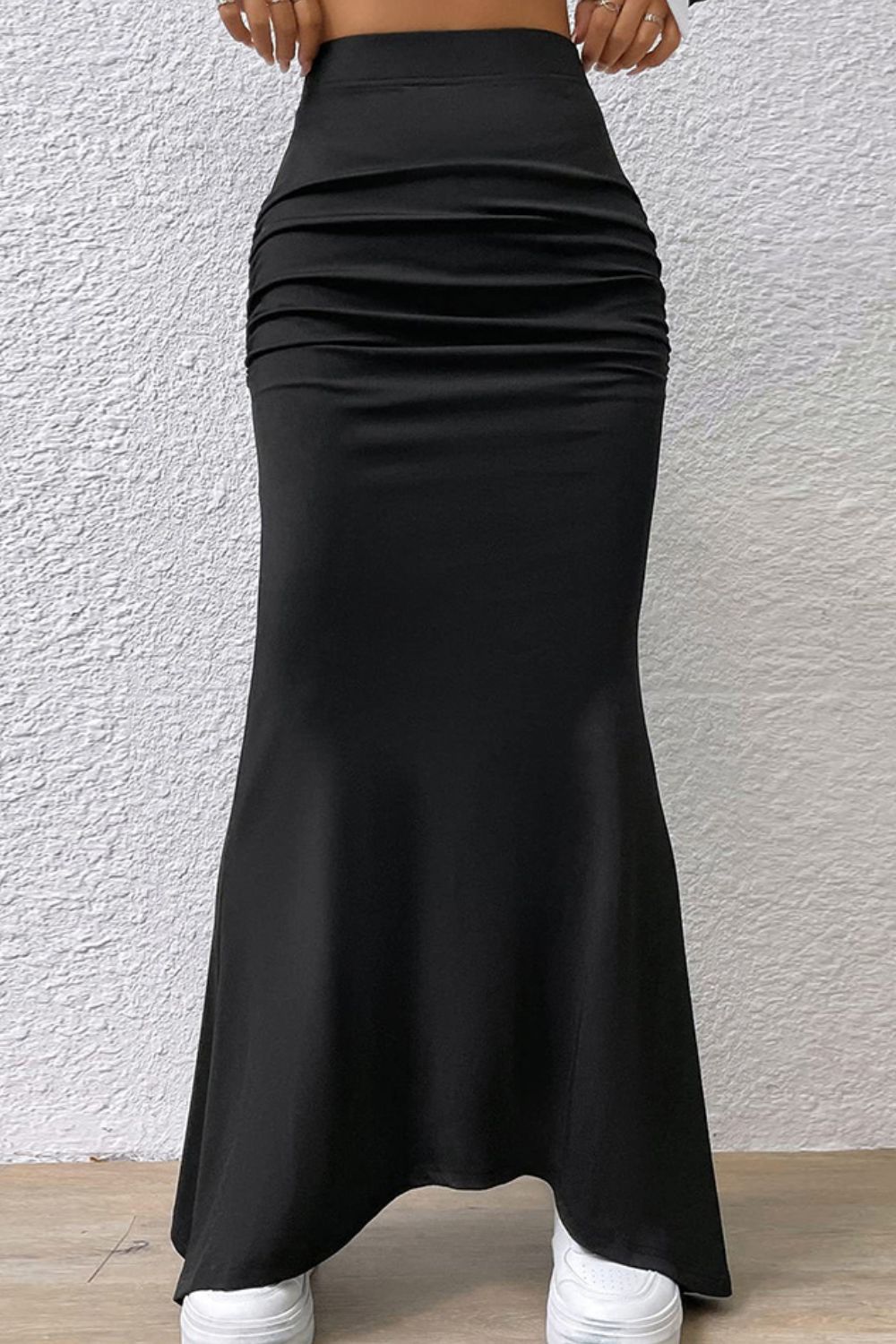 Ruched Maxi Trumpet Skirt - Luxe4Everyday Black / S Skirts