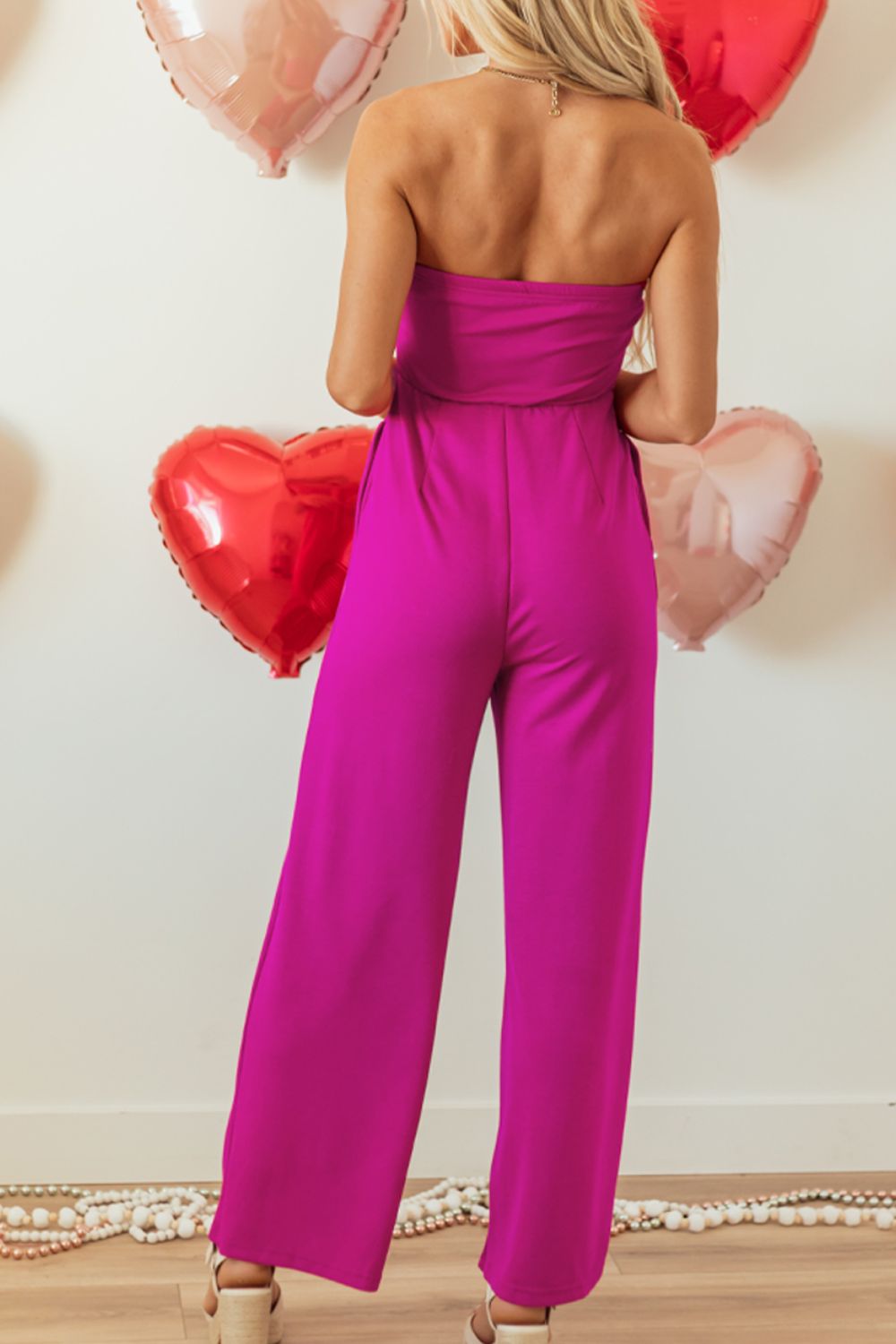 Tied Tube Wide Leg Jumpsuit - Luxe4Everyday Hot Pink / S Jumpsuit