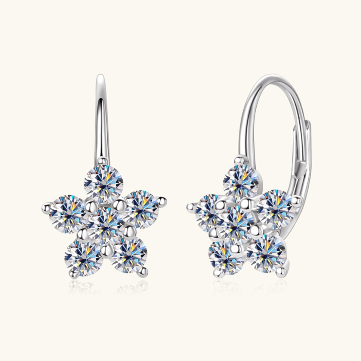 1.2 Carat 925 Sterling Silver Moissanite Flower Huggie Earrings - Luxe4Everyday Earrings