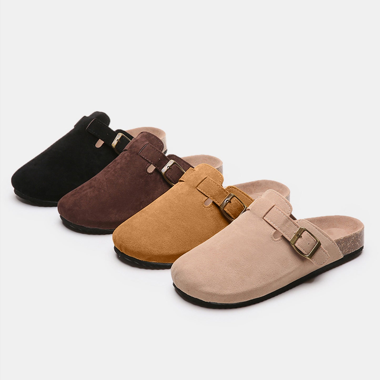 Suede Closed Toe Buckle Slide - Luxe4Everyday Black / 6 Shoes