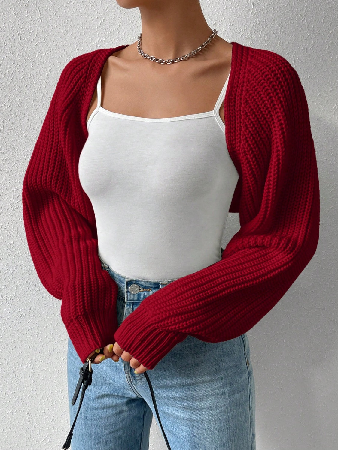 Honey Open Front Long Sleeve Cropped Cardigan - Luxe4Everyday Sweater