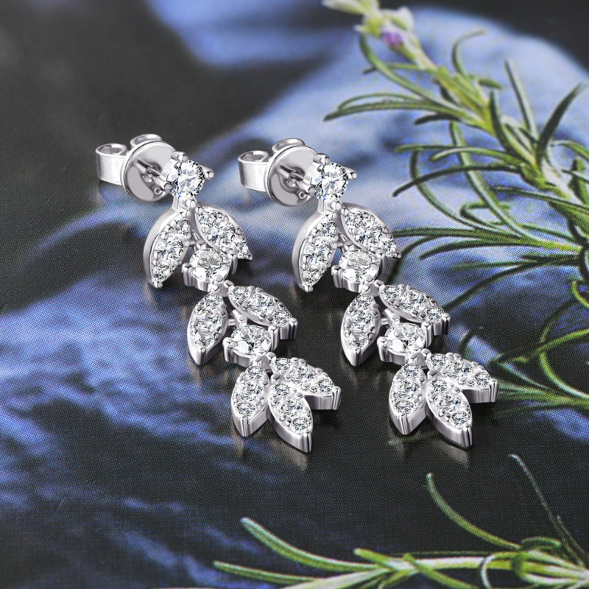 925 Sterling Silver Moissanite Leaf Earrings - Luxe4Everyday Earrings