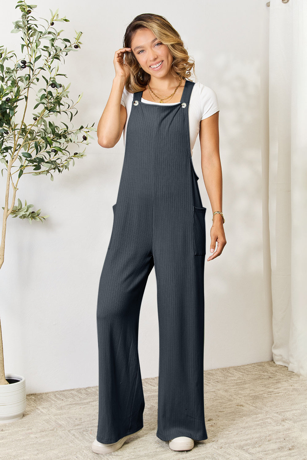 Double Take Full Size Wide Strap Overall with Pockets - Luxe4Everyday Overalls