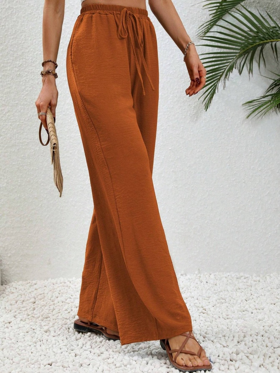 Wide Leg Drawstring Pants - Luxe4Everyday Caramel / S Pants